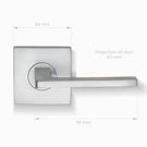 Delf Elba Dummy Lever Set On Square Rosette Satin Chrome Technical Drawing  - The Blue Space