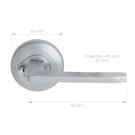 Delf VP Elba Privacy Lever Set on Round Rosette Satin Chrome Technical Drawing - The Blue Space