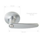 Delf Terifa Privacy Round Lever Set Satin Chrome Technical Drawing - The Blue Space