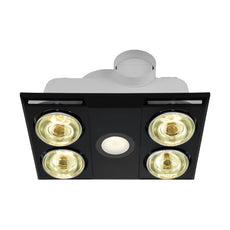 Eglo Heatflow 4 Bathroom Heater Exhaust Fan Light in Black - The Blue Space