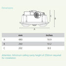 Eglo Heatflow 4 Bathroom Heater Exhaust Fan Light Technical Drawing - The Blue Space