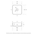 Eight Quarters Amaroo Square Mini Gloss White Basin Technical Drawing - The Blue Space