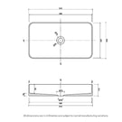 Eight Quarters Bellevue Large Rectangle Gloss White Basin Technical Drawing  - The Blue Space