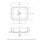Eight Quarters Bellevue Small Rectangle Classic Gloss White Basin Technical Drawing - The Blue Space