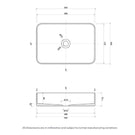 Eight Quarters Bellevue Small Rectangle Contemporary Gloss White Basin Technical Drawing - The Blue Space 