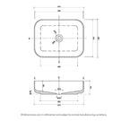 Eight Quarters Kensington Small Rectangle Gold Rim Basin Technical Drawing - The Blue Space