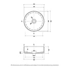 Eight Quarters Montalto Circle Contemporary Black Rim Basin Technical Drawing - The Blue Space