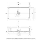 Eight Quarters Montalto Large Rectangle Classic Black Rim Basin Technical Drawing - The Blue Space