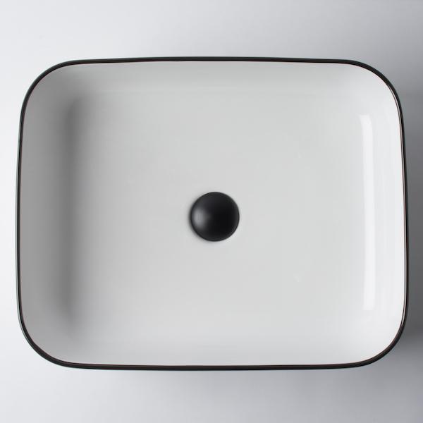 Eight Quarters Montalto Small Rectangle Classic Black Rim Basin Top View - The Blue Space