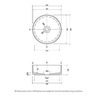 Eight Quarters Regency Circle Gloss White Basin Technical Drawing - The Blue Space