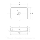 Eight Quarters Regency Small Rectangle Contemporary Gloss White Basin Technical Drawing - The Blue Space