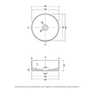 Eight Quarters Seymour Scroll Circle Gloss White Basin Technical Drawing - The Blue Space