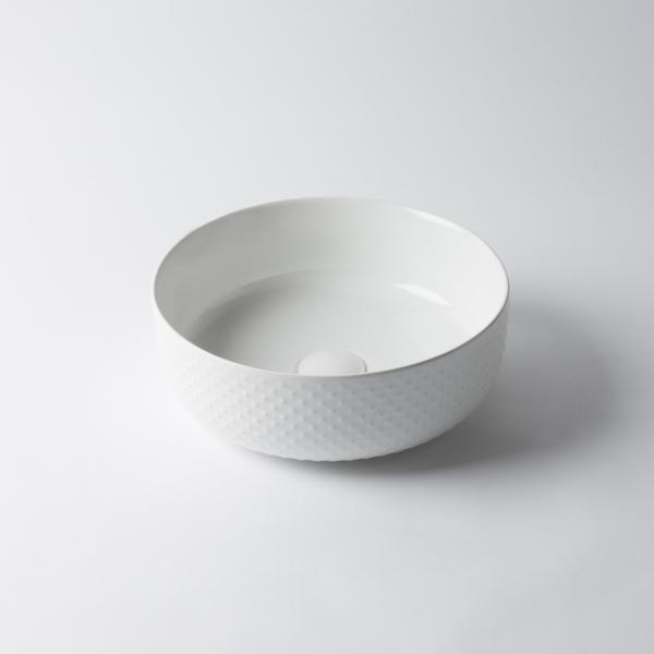 Eight Quarters Seymour Studs Circle Gloss White Basin - The Blue Space