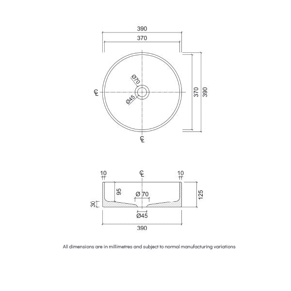 Eight Quarters Terrazzo 390mm Circle Above Counter Basin - Lucca
