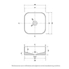 Eight Quarters Willow Square Matte White Basin Technical Drawing  - The Blue Space