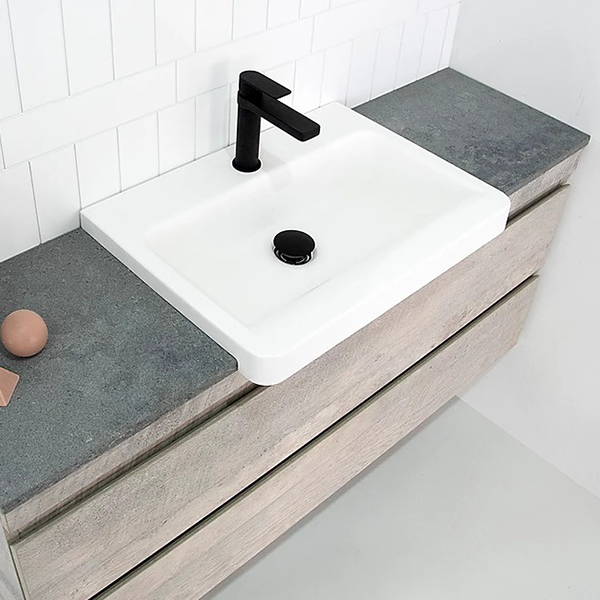 ADP Integrity Semi Recessed Basin with ADP Matte Black plug and waste - The Blue Space
