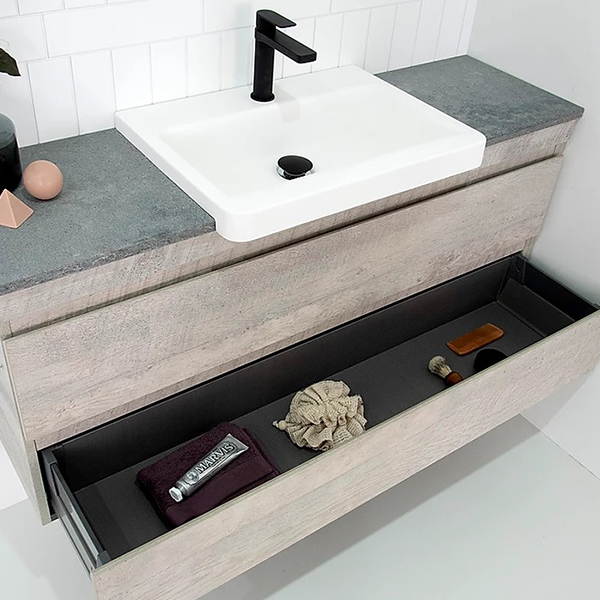 ADP Glacier Pro Semi Recessed All Drawer Twin 1200mm Centre Bowl vanity with Solid Surface benchtop - The Blue Space