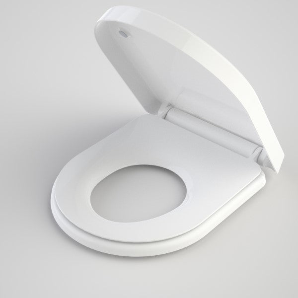 Caroma Family D Shape Toilet Seat with GermGard® in open lid - The Blue Space