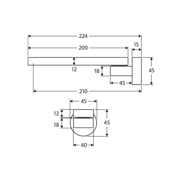 Fienza Rondo Swivel Bath Outlet Technical Drawing - The Blue Space
