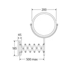 Fienza Scissor Arm Magnifying Mirror Technical Drawing - The Blue Space