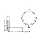 Fienza Swivel Arm Magnifying Mirror Technical Drawing - The Blue Space