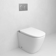 Gallaria Omni Comfort Wall Faced Smart Toilet With Geberit Sigma 8 Concealed Cistern and flush plate in Matte Chrome - The Blue Space