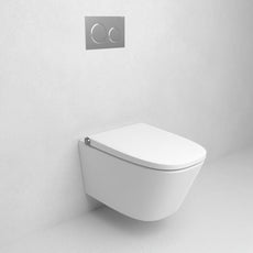 Gallaria Omni Comfort Wall Hung Smart Toilet With Geberit Sigma 8 Concealed Cistern and flush plate in Matte Chrome - The Blue Space