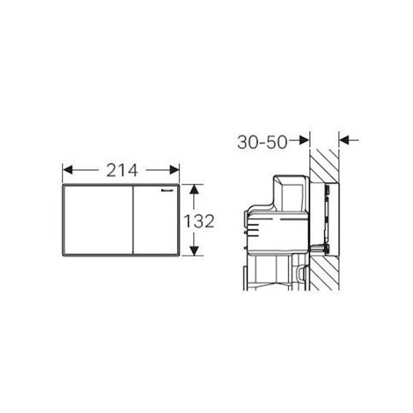 Geberit Sigma 60 Glass Dual Flush Plate Technical Drawing - The Blue Space
