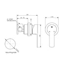 Greens Tapware Astro II Bath Shower Mixer with Mini Faceplate Technical Drawing - The Blue Space
