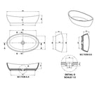 Kaskade Impro Stone Basin Matte White Technical Drawing 600mm- The Blue Space