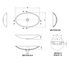 Kaskade Ina Stone Basin Matte White Technical Drawing 625mm- The Blue Space