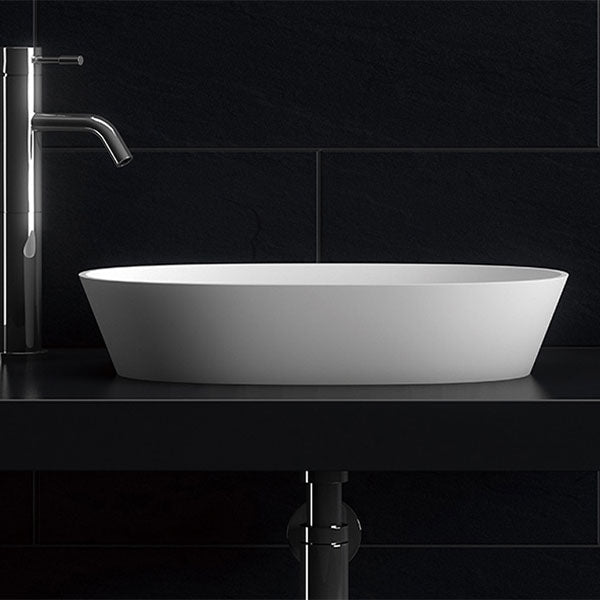 Kaskade Solaya Stone Basin Matte White 600mm- The Blue Space