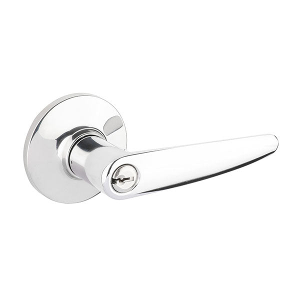 Lane Avalon Entrance Lever Set On Round Rosette Polished Chrome - The Blue Space