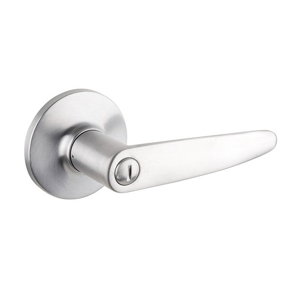 Lane Avalon Privacy Lever Set On Round Rosette Brushed Satin Chrome - The Blue Space