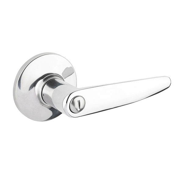 Lane Avalon Privacy Lever Set On Round Rosette Polished Chrome - The Blue Space