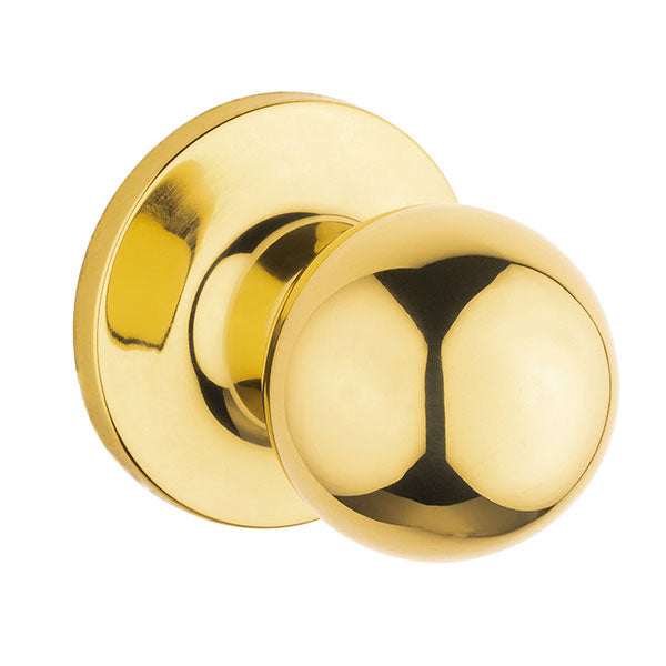 Lane Bala Passage Knob Set On Round Rosette Polished Brass - The Blue Space