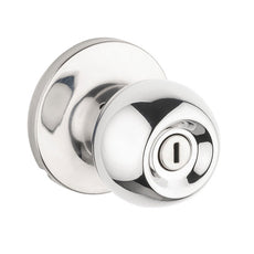 Lane Bala Privacy Knob Set On Round Rosette Polished Stainless Steel - The Blue Space
