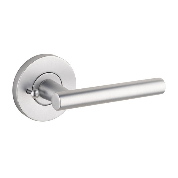 Lane Buckingham Privacy Lever Set On Round Rosette Brushed Satin Chrome - The Blue Space