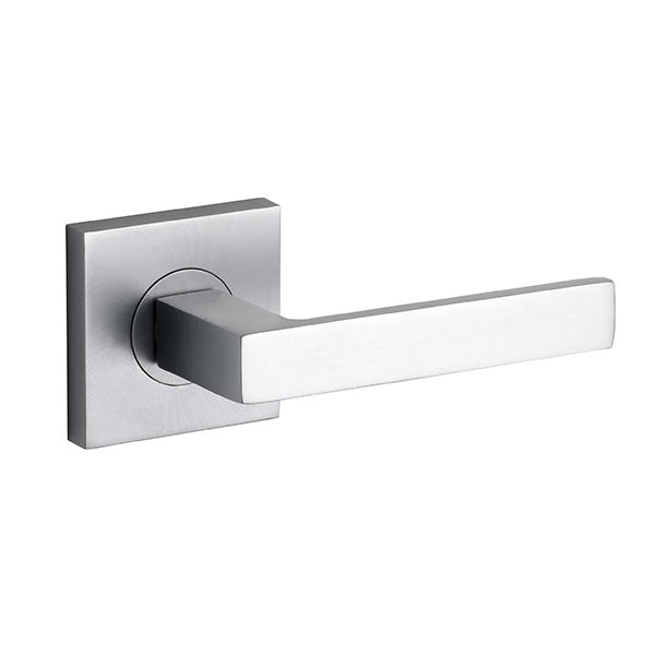 Lane Cambridge Passage Lever Set On Square Rosette Brushed Satin Chrome - The Blue Space