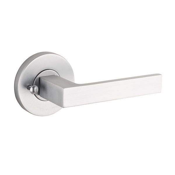Lane Cambridge Privacy Lever Set On Round Rosette Brushed Satin Chrome - The Blue Space