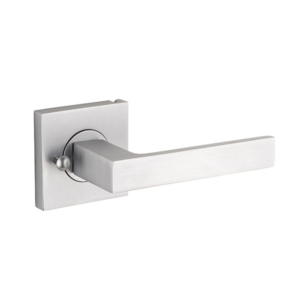 Lane Cambridge Privacy Lever Set On Square Rosette Brushed Satin Chrome - The Blue Space