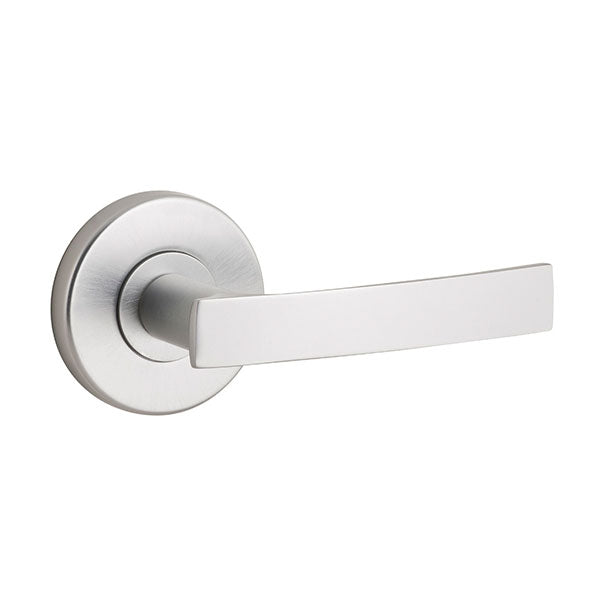 Lane Indigo Dummy Lever Set On Round Rosette Brushed Satin Chrome Box - The Blue Space