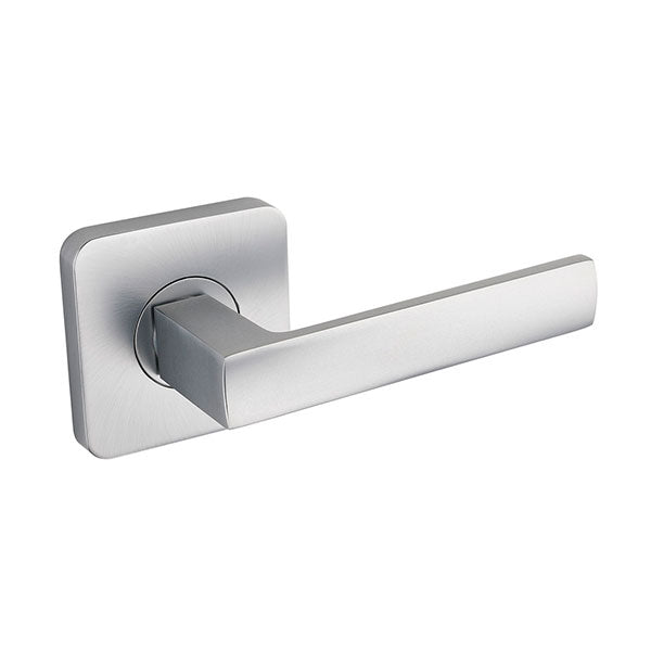 Lane Oxford Dummy Lever Set On Square Rosette Brushed Satin Chrome - The Blue Space