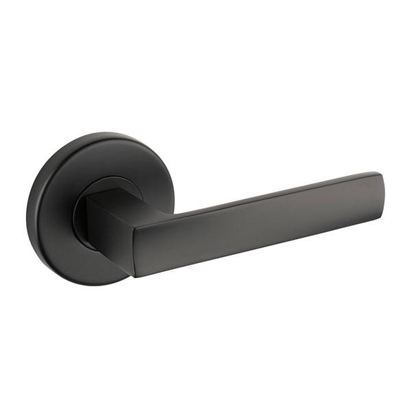 Lane Oxford Dummy Lever Door Handle Set On Round Rosette Matte Black