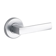 Lane Oxford Passage Lever Set On Round Rosette Brushed Satin Chrome - The Blue Space