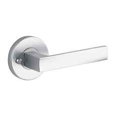 Lane Oxford Privacy Lever Set On Round Rosette Brushed Satin Chrome - The Blue Space