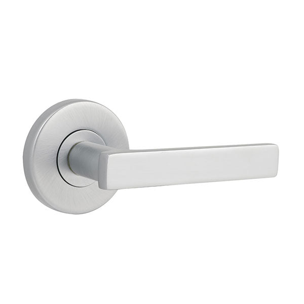 Lane Tovetto Dummy Lever Door Handle On Round Rosette Brushed Satin Chrome