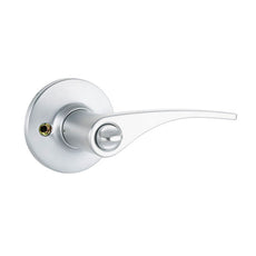 Lane Victoria Privacy Lever Set On Round Rosette Brushed Satin Chrome - The Blue Space