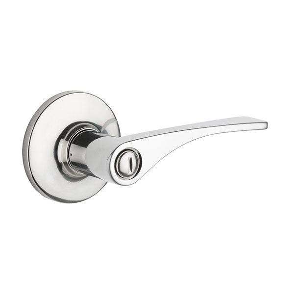 Lane Victoria Privacy Lever Door Handle Set On Round Rosette Polished Chrome
