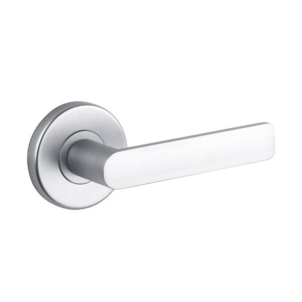 Lane Westminster Dummy Lever Door Handle Set On Round Rosette Brushed Satin Chrome